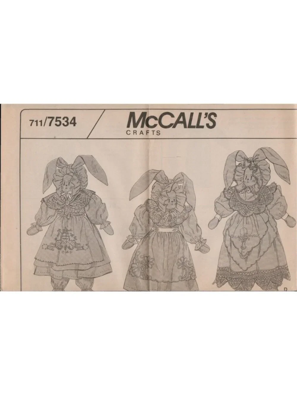 McCall's 7534 711 Heirloom Bunnies and Clothes Mama and Baby Size Pattern Uncut